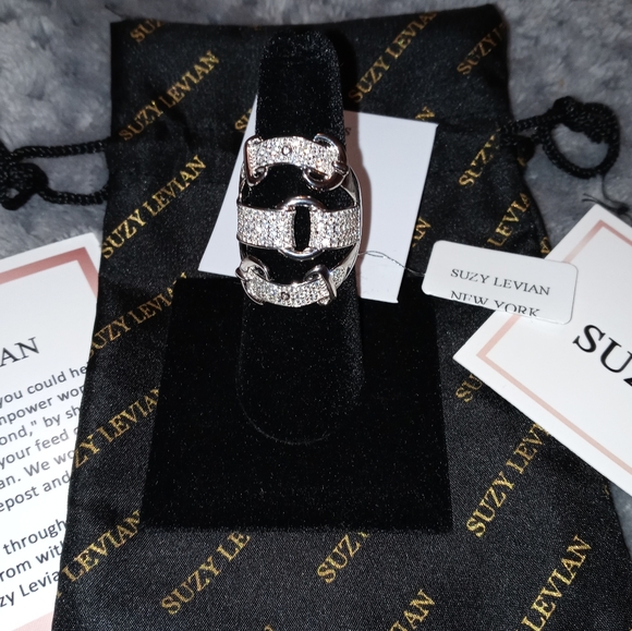 Sterling Silver CZ Triple Buckle Ring Size 7 NWT - Picture 2 of 15